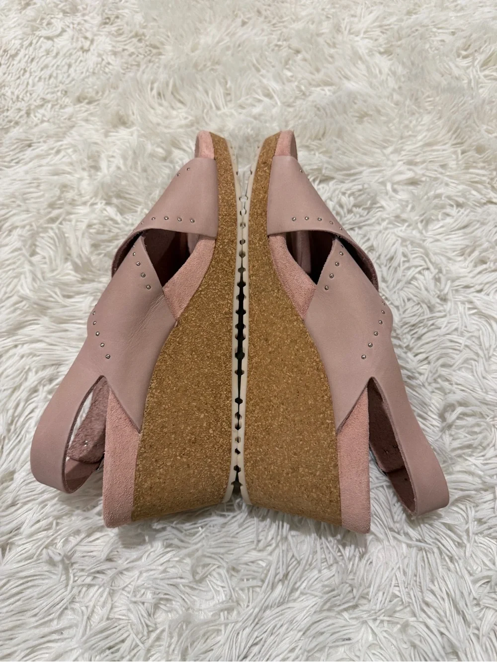 Papillio Birkenstock Samira Rivet Rose Platform Wedge Sandals - Size 39 US 8.5